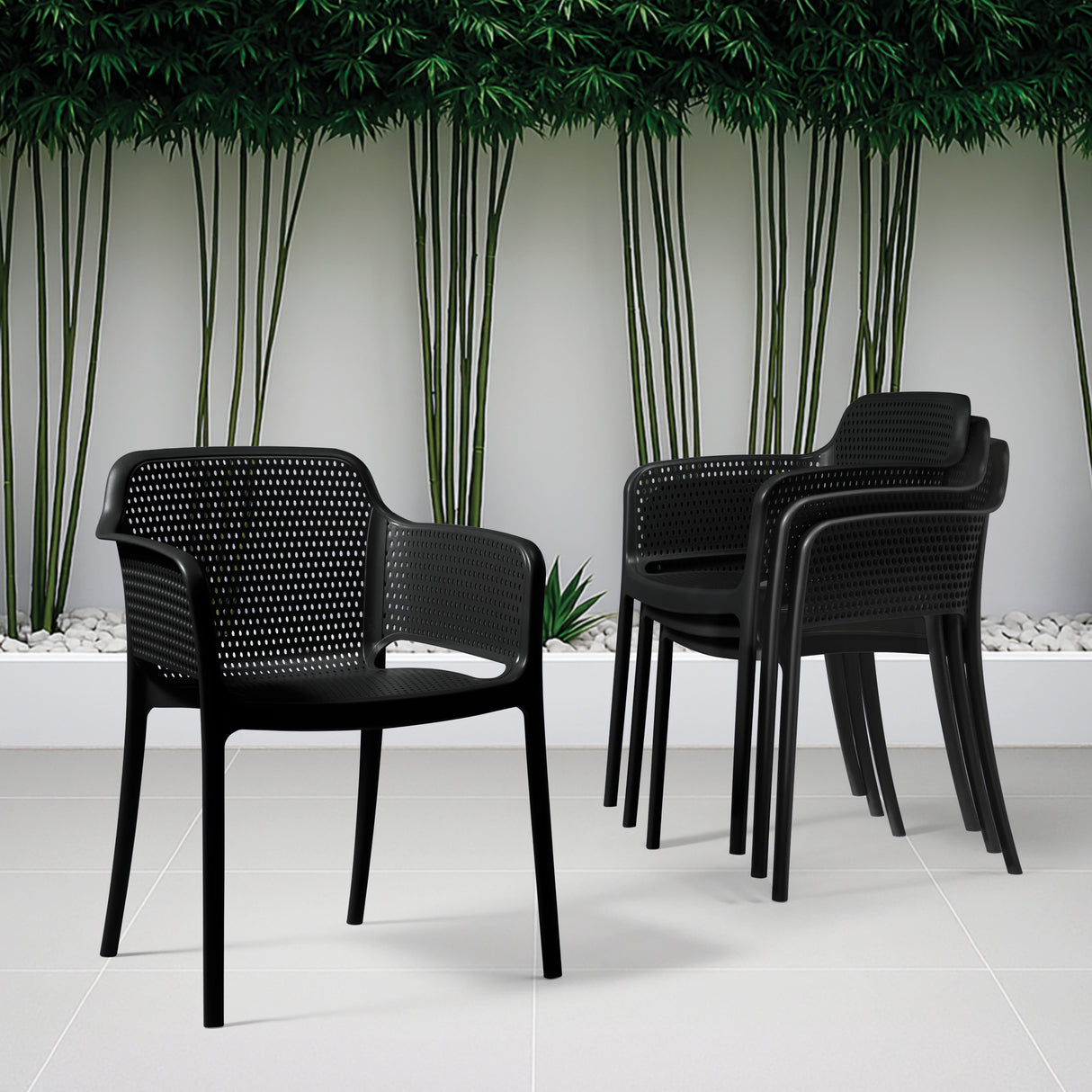 POLY ARMCHAIR BLACK - 21.9" x 24" X 31.5"