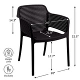 POLY ARMCHAIR BLACK - 21.9" x 24" X 31.5"
