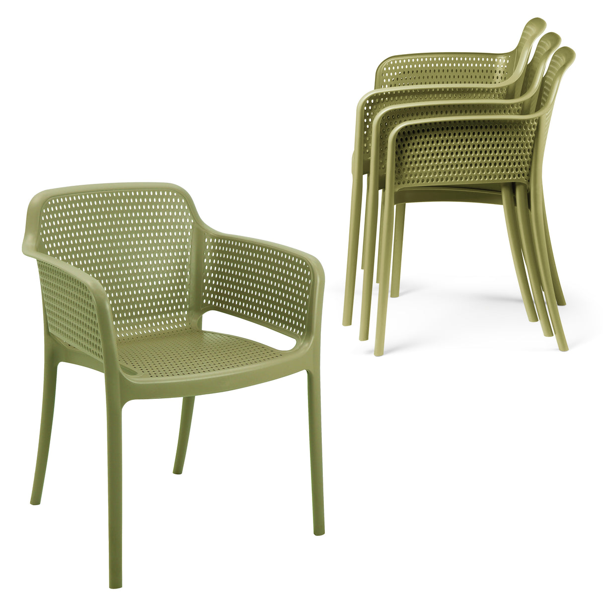 POLY ARMCHAIR OLIVE GREEN - 21.9" x 24" X 31.5"