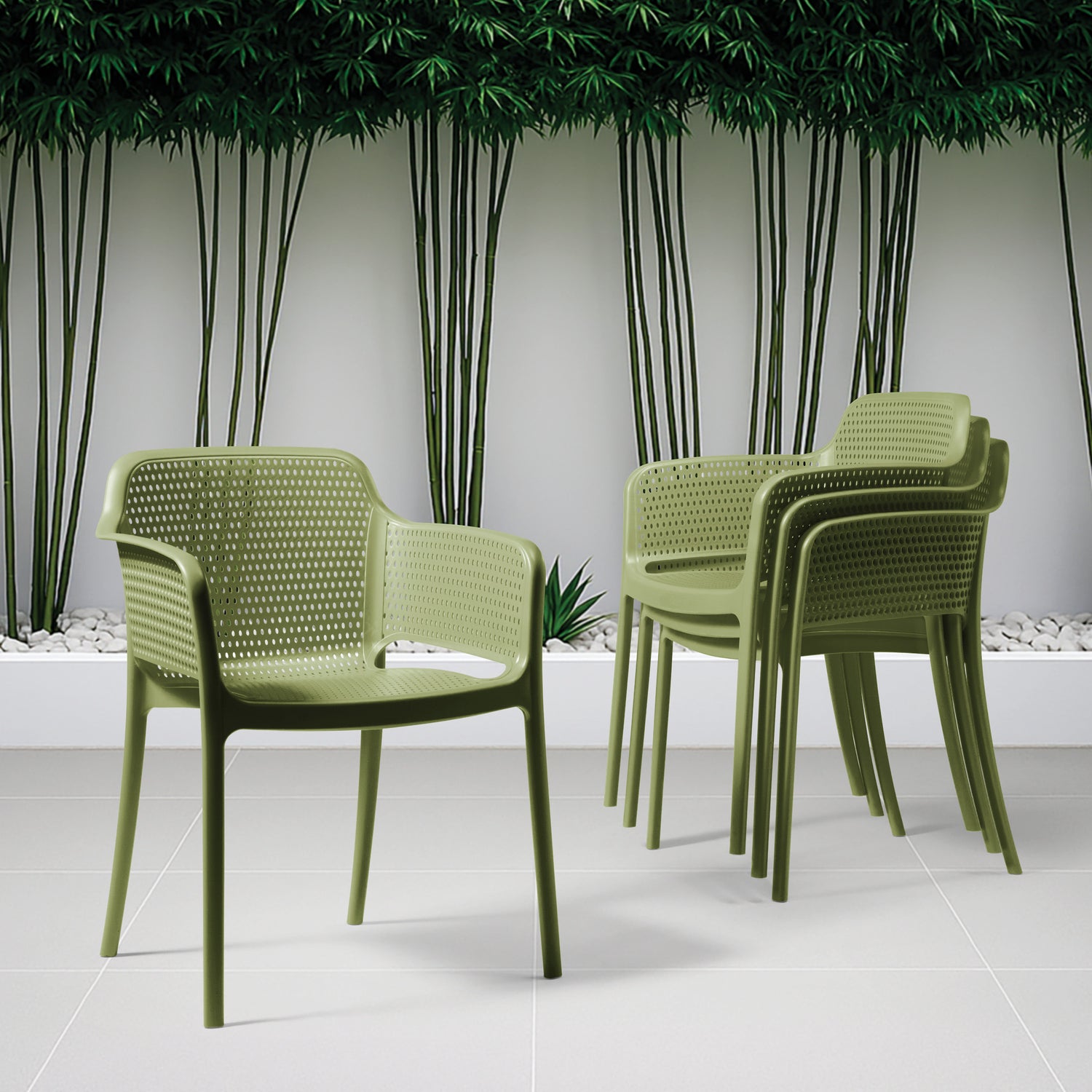 POLY ARMCHAIR OLIVE GREEN - 21.9" x 24" X 31.5"
