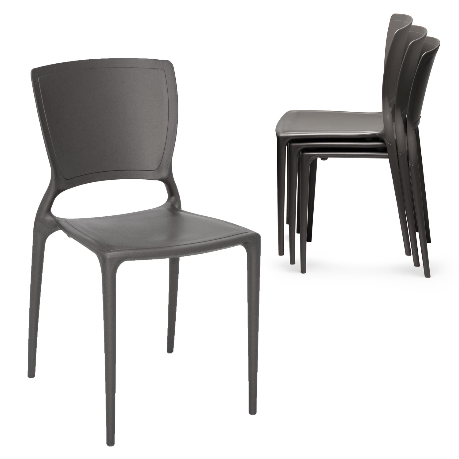 CHAIR WITH SOLID BACKREST - BLACK - 20.5" x 17.3" x 36.7"