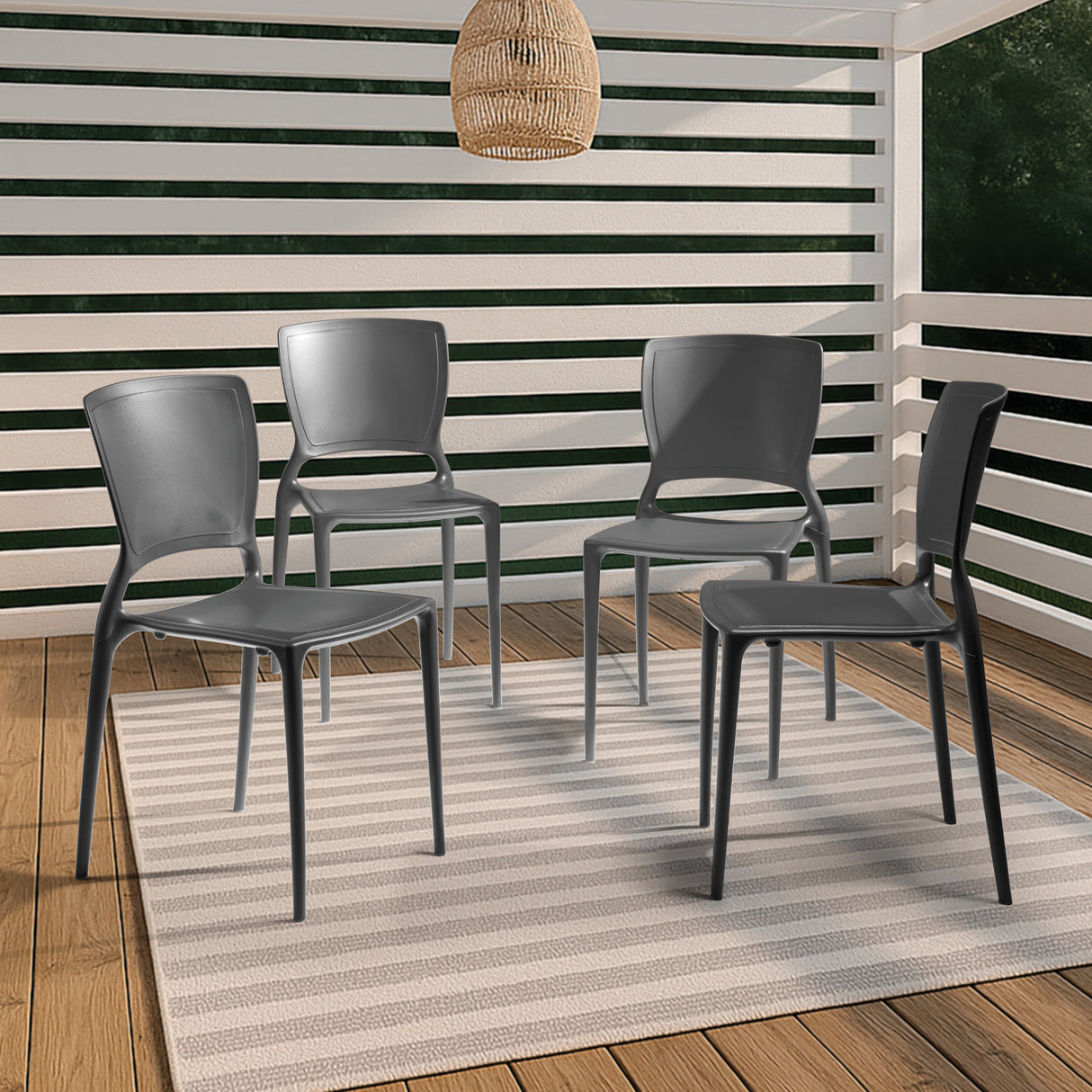 CHAIR WITH SOLID BACKREST - BLACK - 20.5" x 17.3" x 36.7"