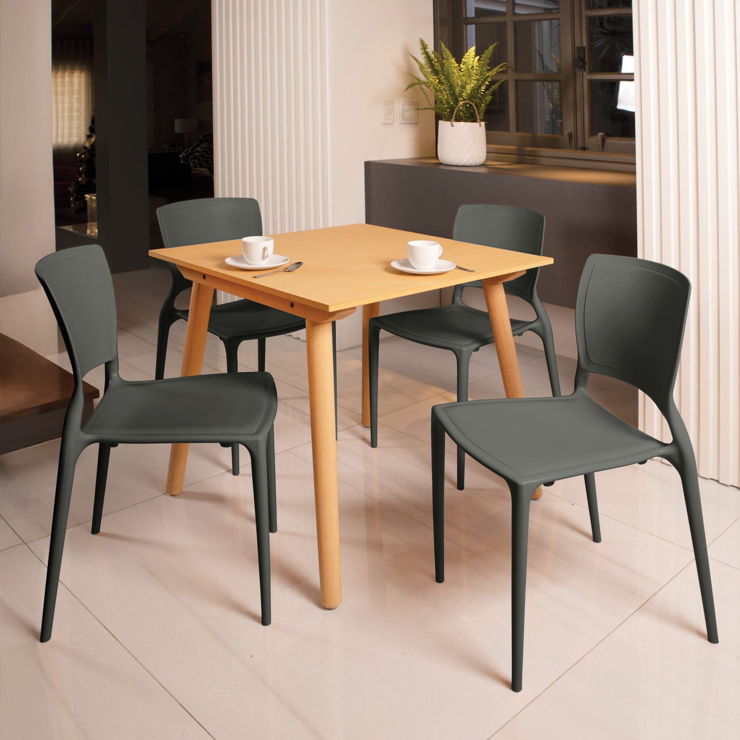CHAIR WITH SOLID BACKREST - BLACK - 20.5" x 17.3" x 36.7"