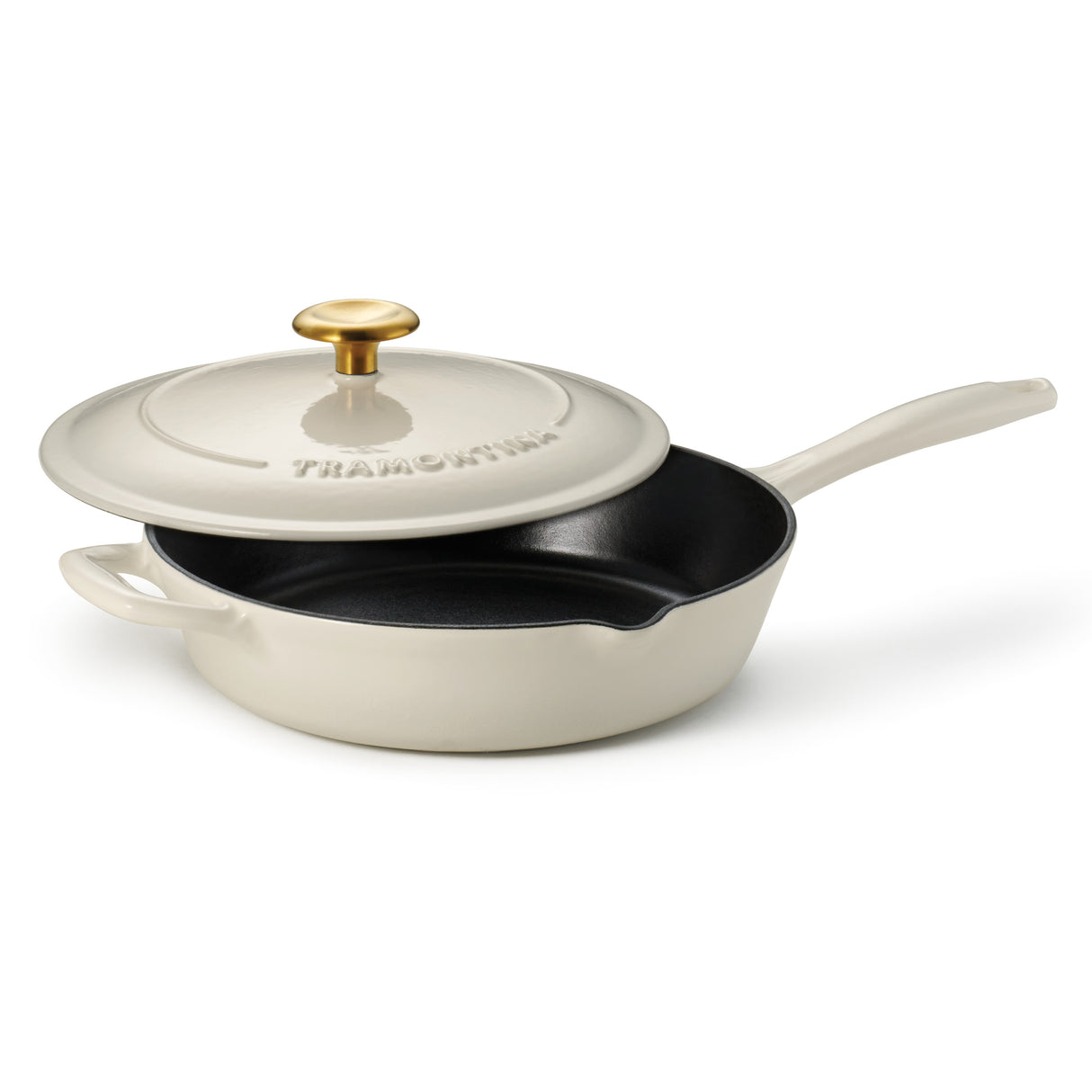 10 Inch Enameled Cast Iron Covered Skillet - Latte
