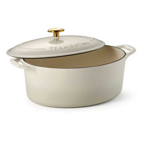 7 Quart Enameled Cast Iron Oval Covered Dutch Oven - Latte