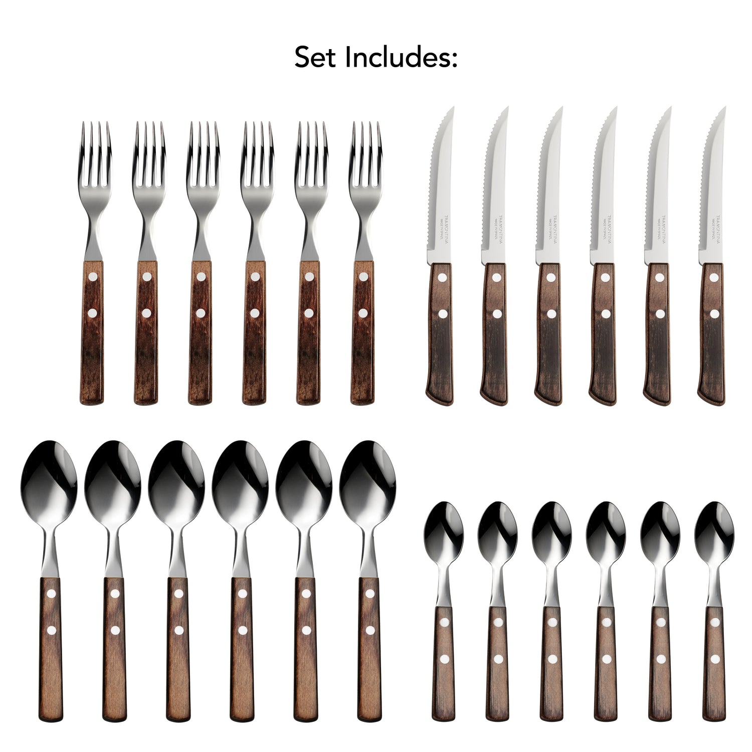 24 PC TABLEWARE SET - POLYWOOD HANDLE
