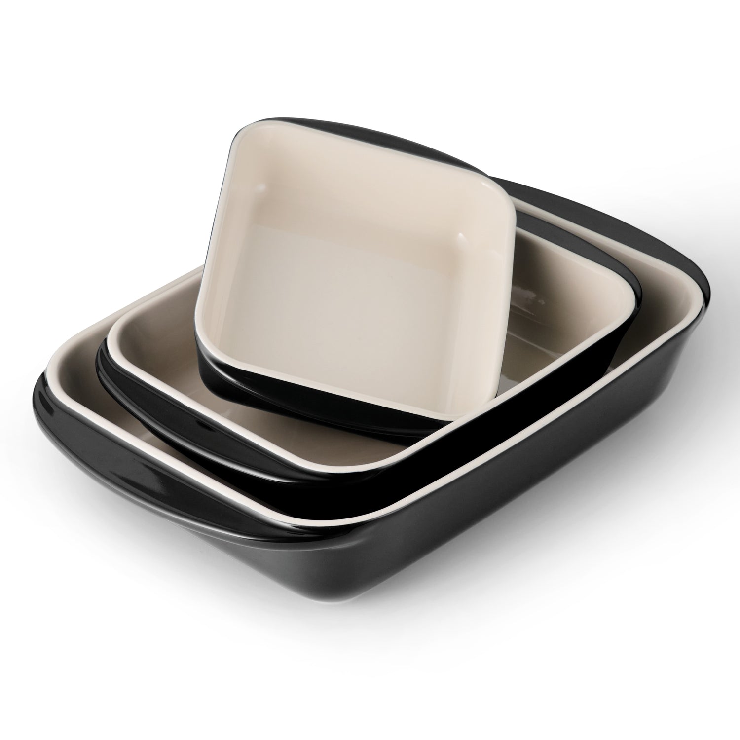Mae 3 Piece Ceramic Bakeware Set - Black