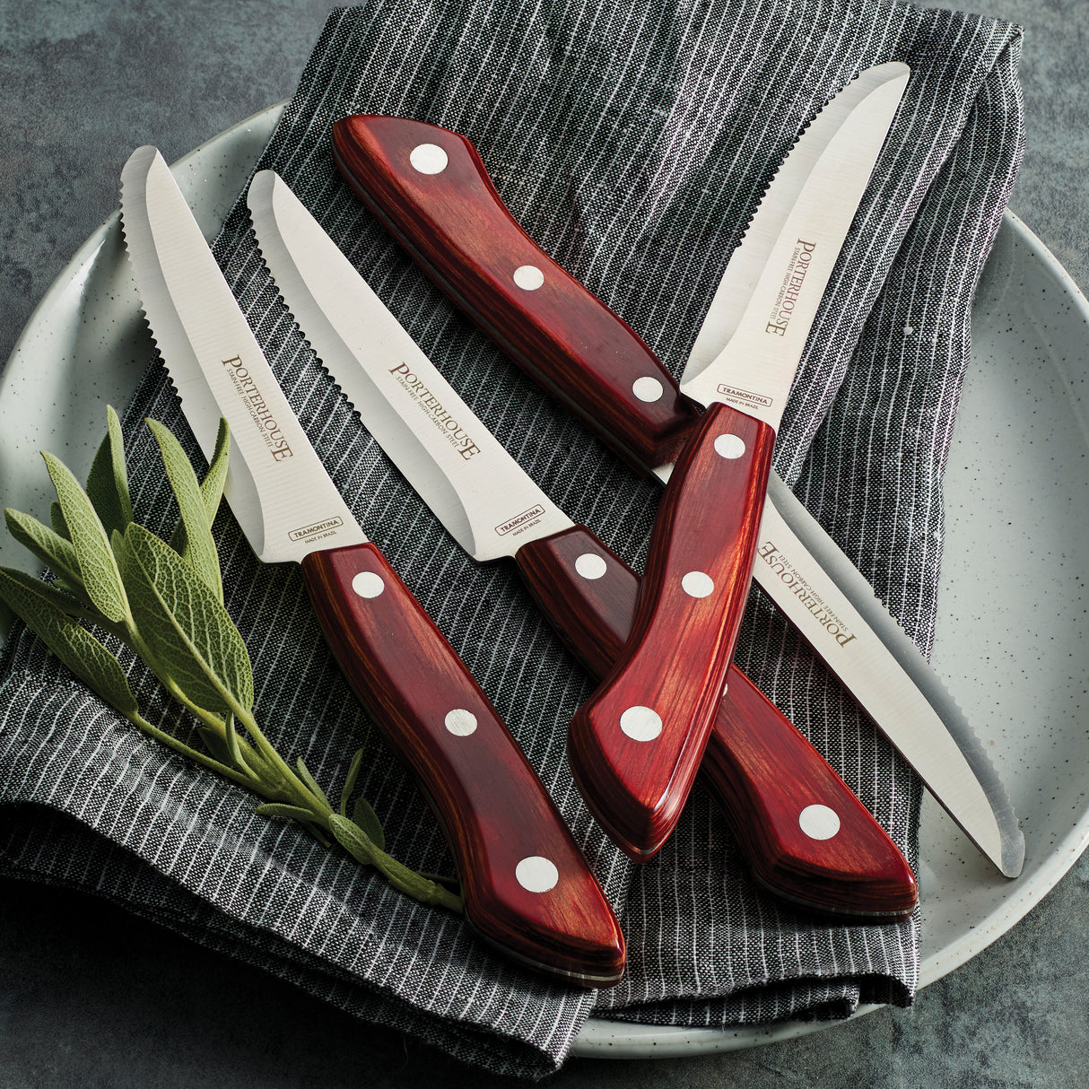 Porterhouse 4 Piece - 5 in Steak Knife Set - Rounded