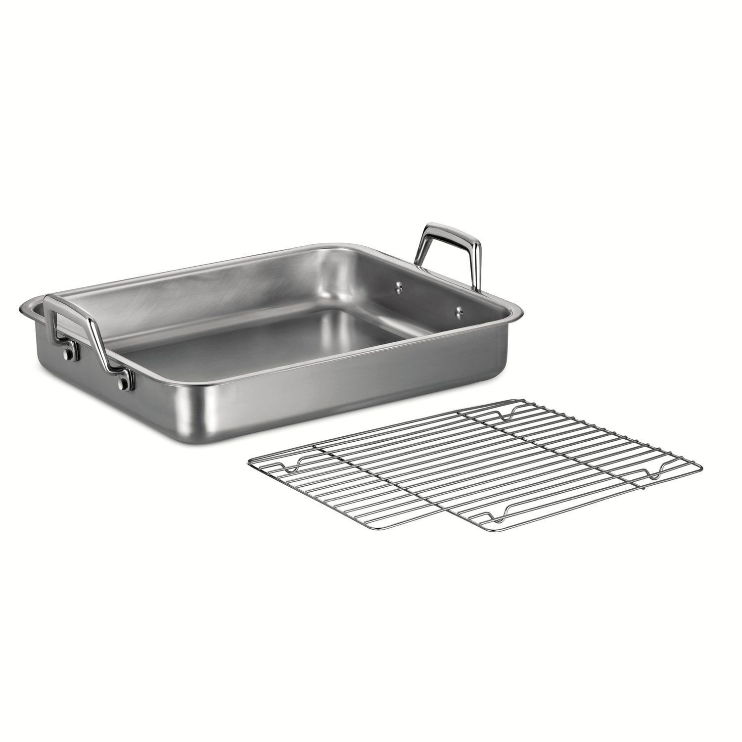 Prima 15 Inch Stainless Steel Roasting Pan - Includes Basting Grill