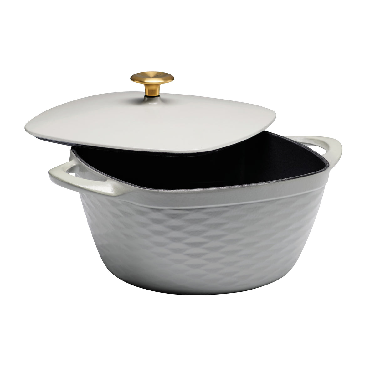 Prisma 7 Quart Square Enameled Cast Iron Covered Dutch Oven - Matte Gray