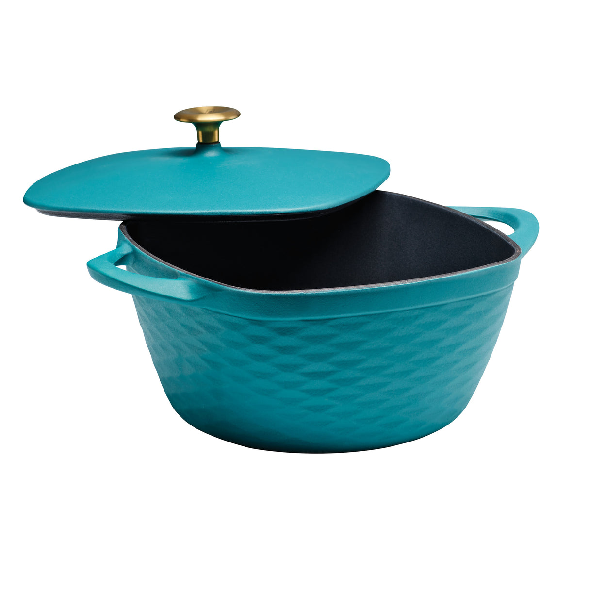 Prisma 7 Quart Square Enameled Cast Iron Covered Dutch Oven - Teal