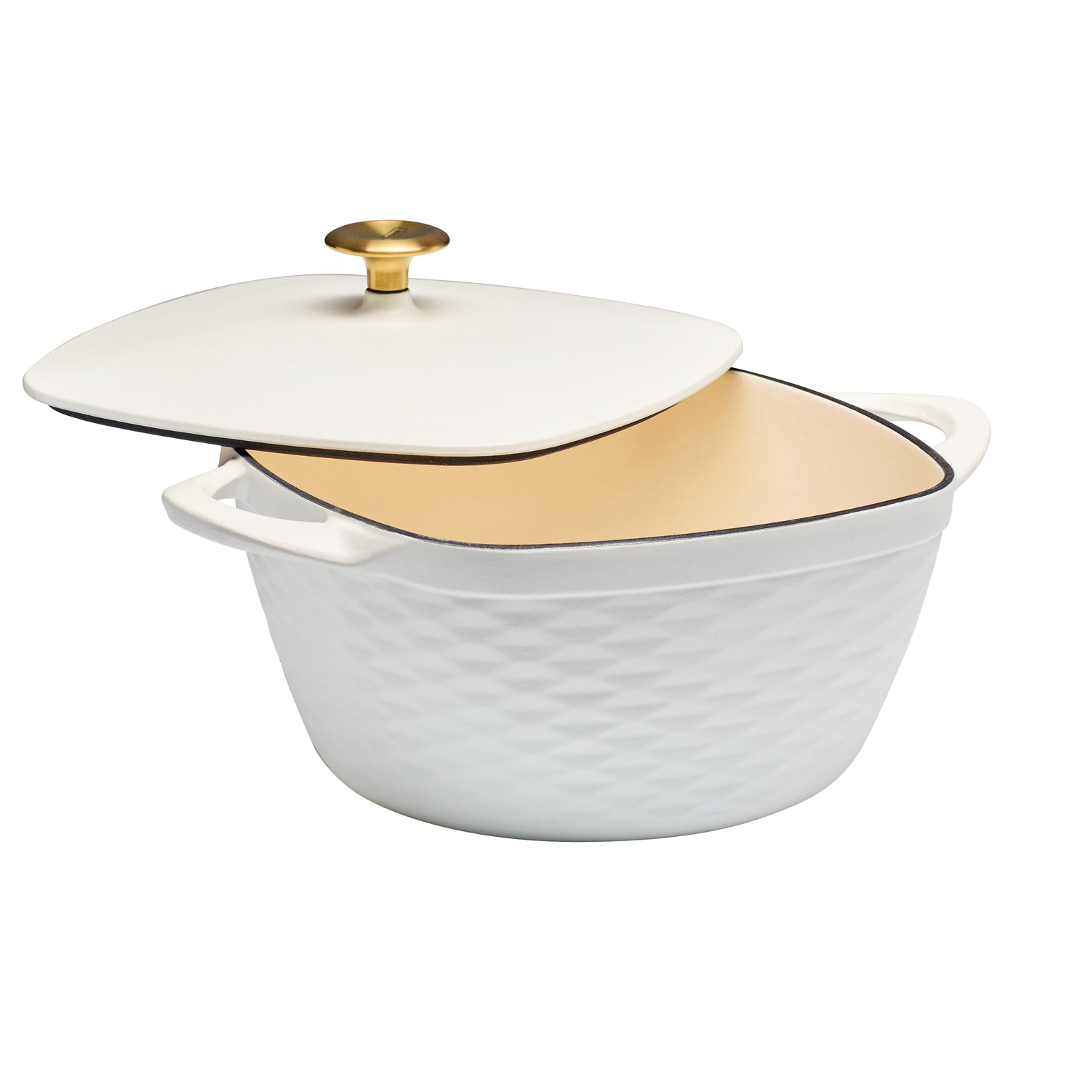 Prisma 7 Quart Square Enameled Cast Iron Covered Dutch Oven - Matte White
