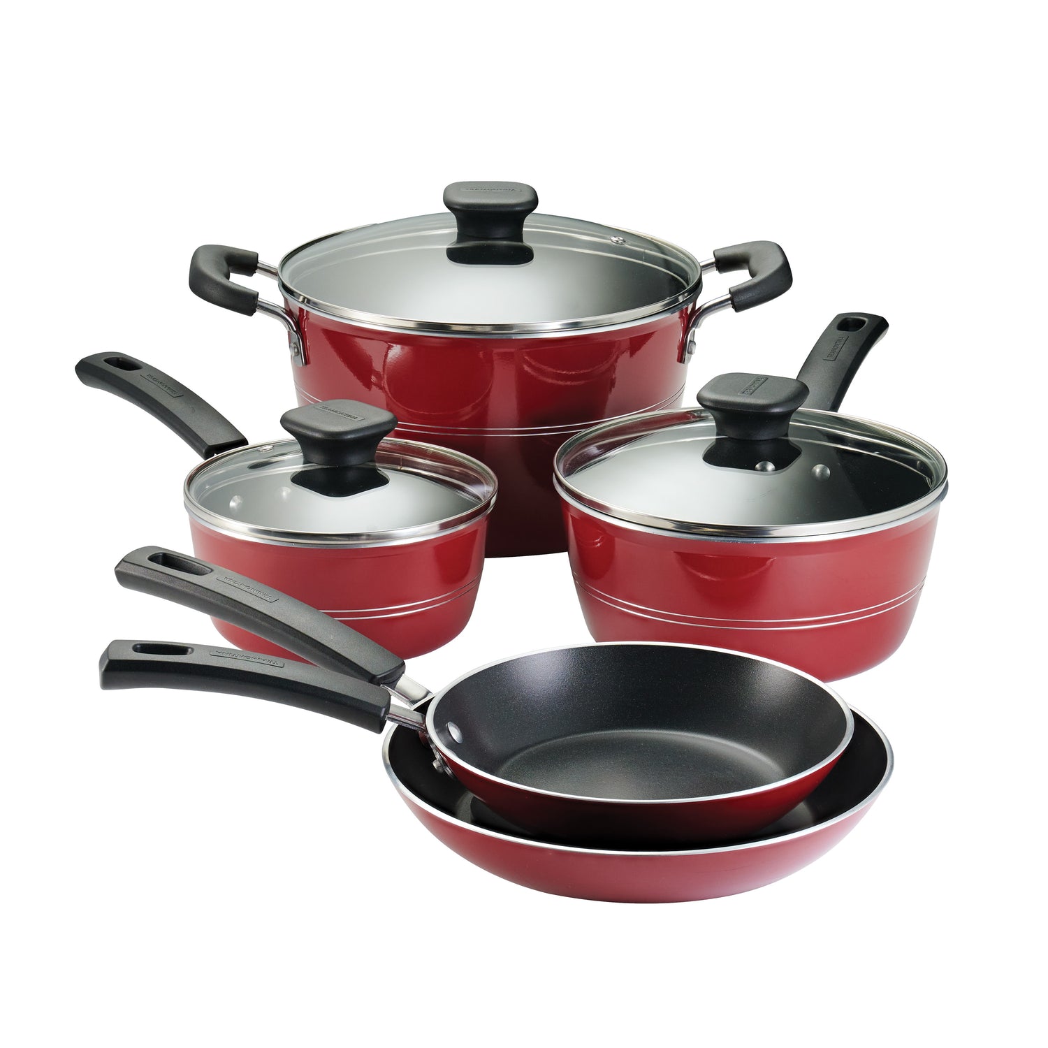 Sicilia 8 Piece Aluminum Nonstick Cookware Set - Raspberry