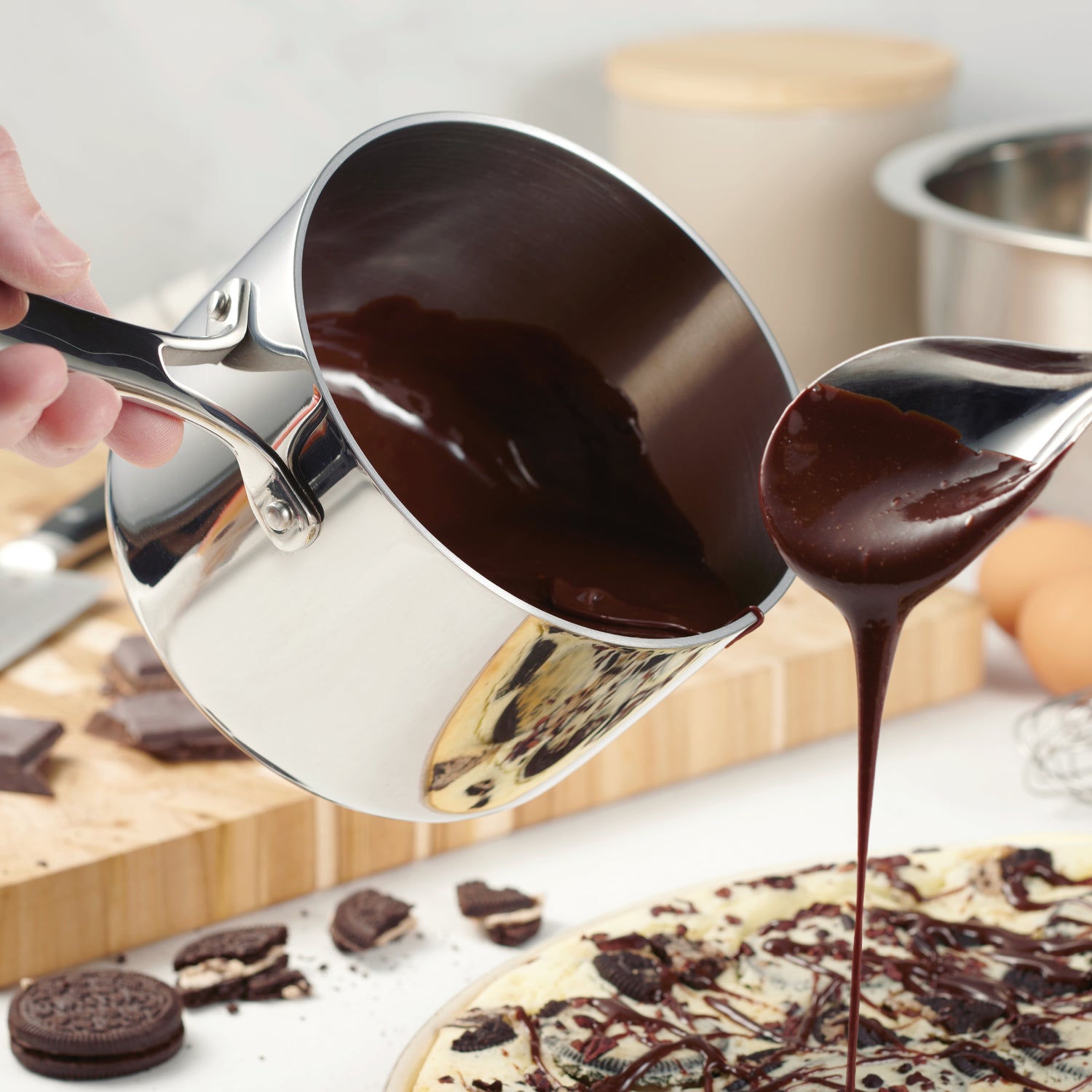 Tri-Ply Clad Stainless Steel Covered Sauce Pan