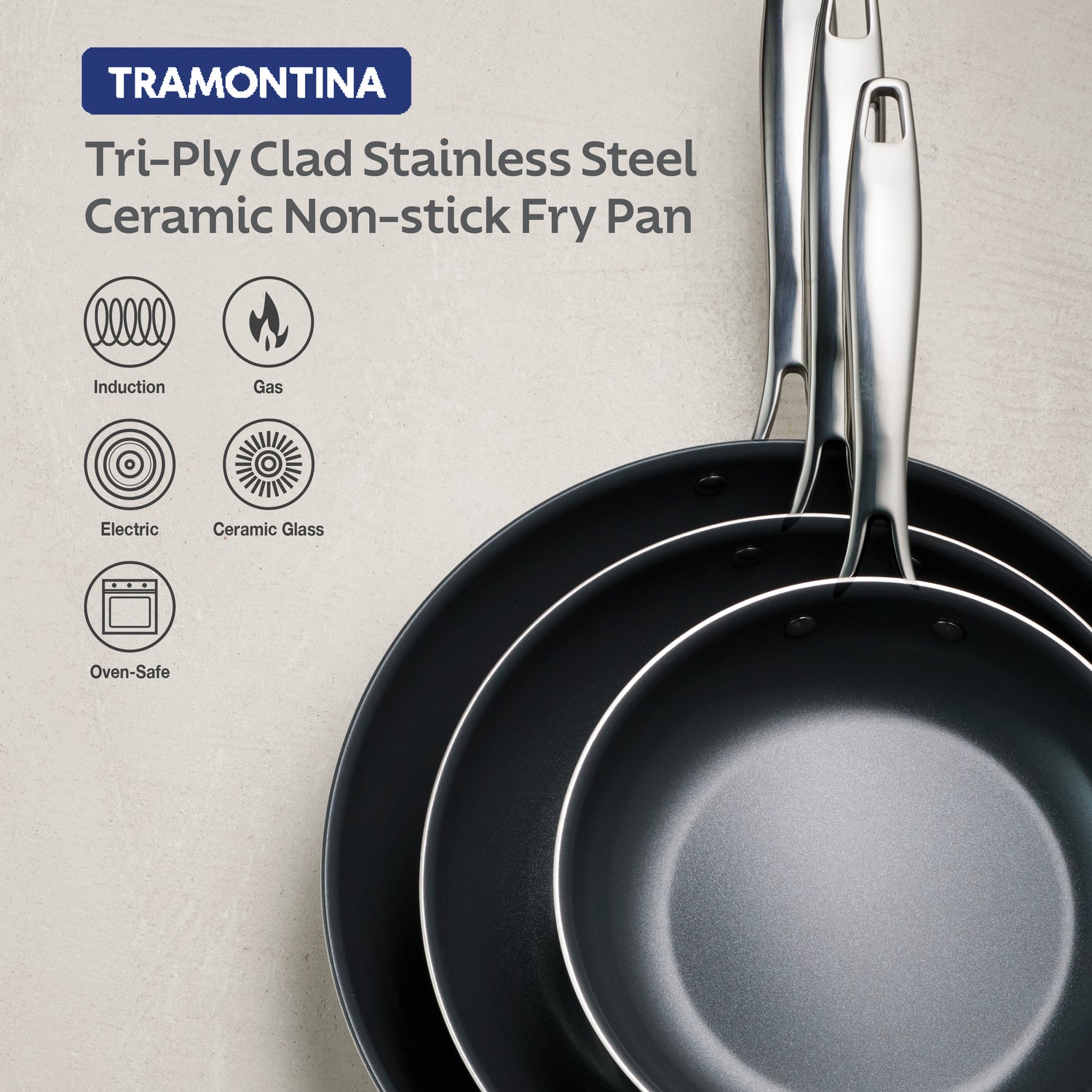 Tri-Ply Clad with Ceramic Interior Fry Pan