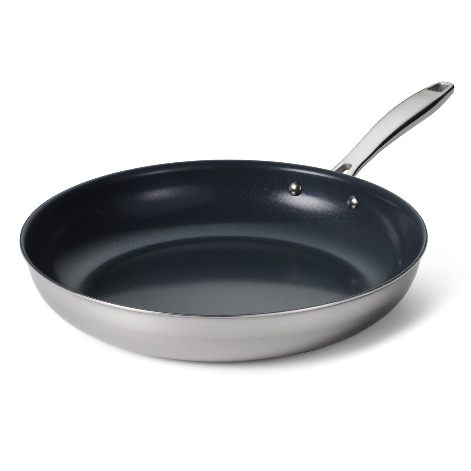12 Inch Tri-Ply Clad Stainless Steel Ceramic Nonstick Fry Pan