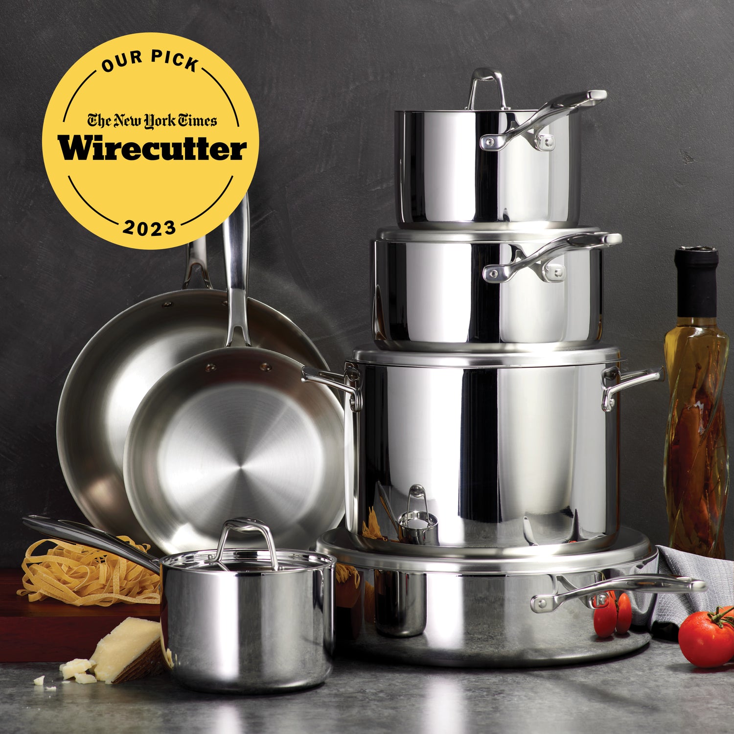 Tri-Ply Clad Stainless Steel Cookware Set
