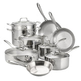 Tri-Ply Clad 12 Piece Stainless Steel Cookware Set with Glass Lids