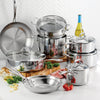 12 Piece Tri-Ply Clad Stainless Steel Cookware Set with Glass Lids