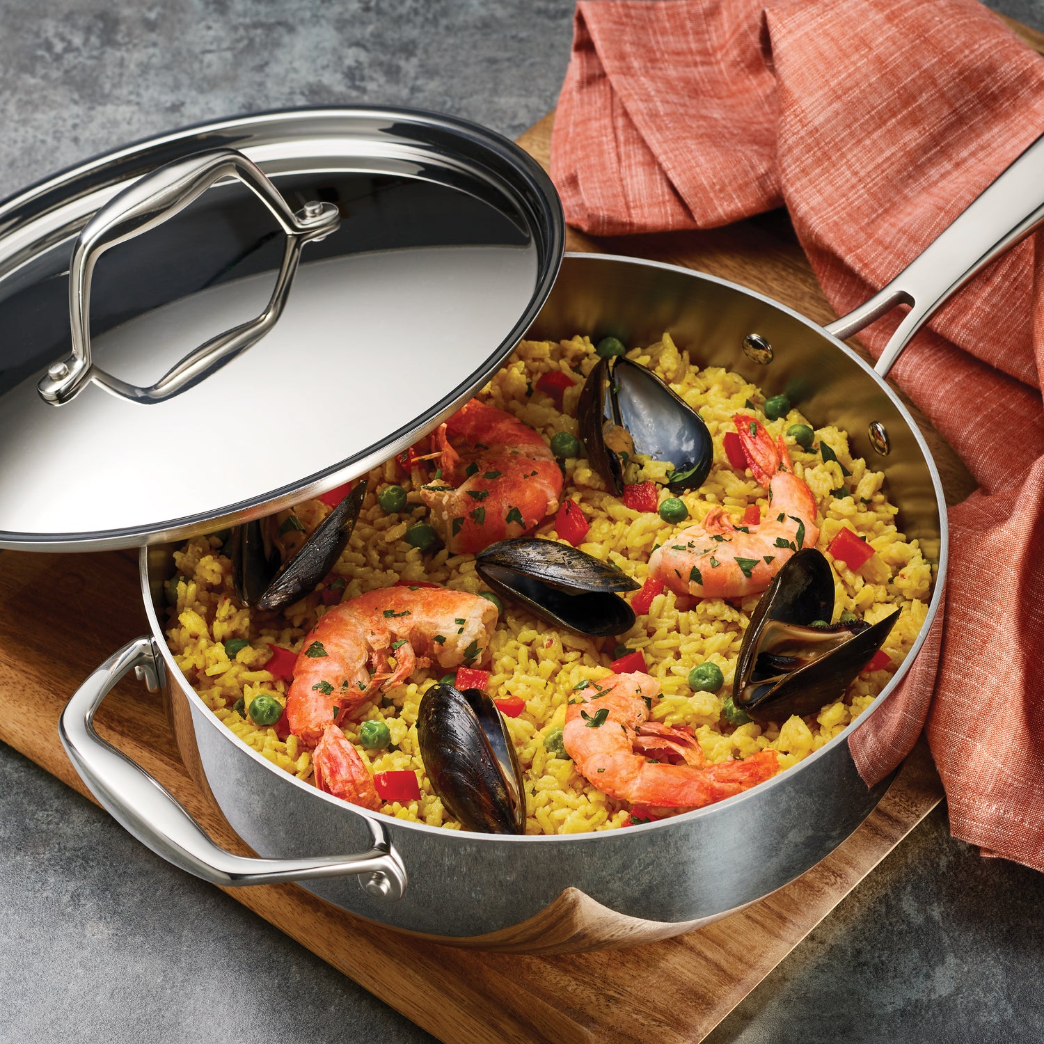 3 Quart Tri-Ply Clad Stainless Steel Covered Deep Saute Pan