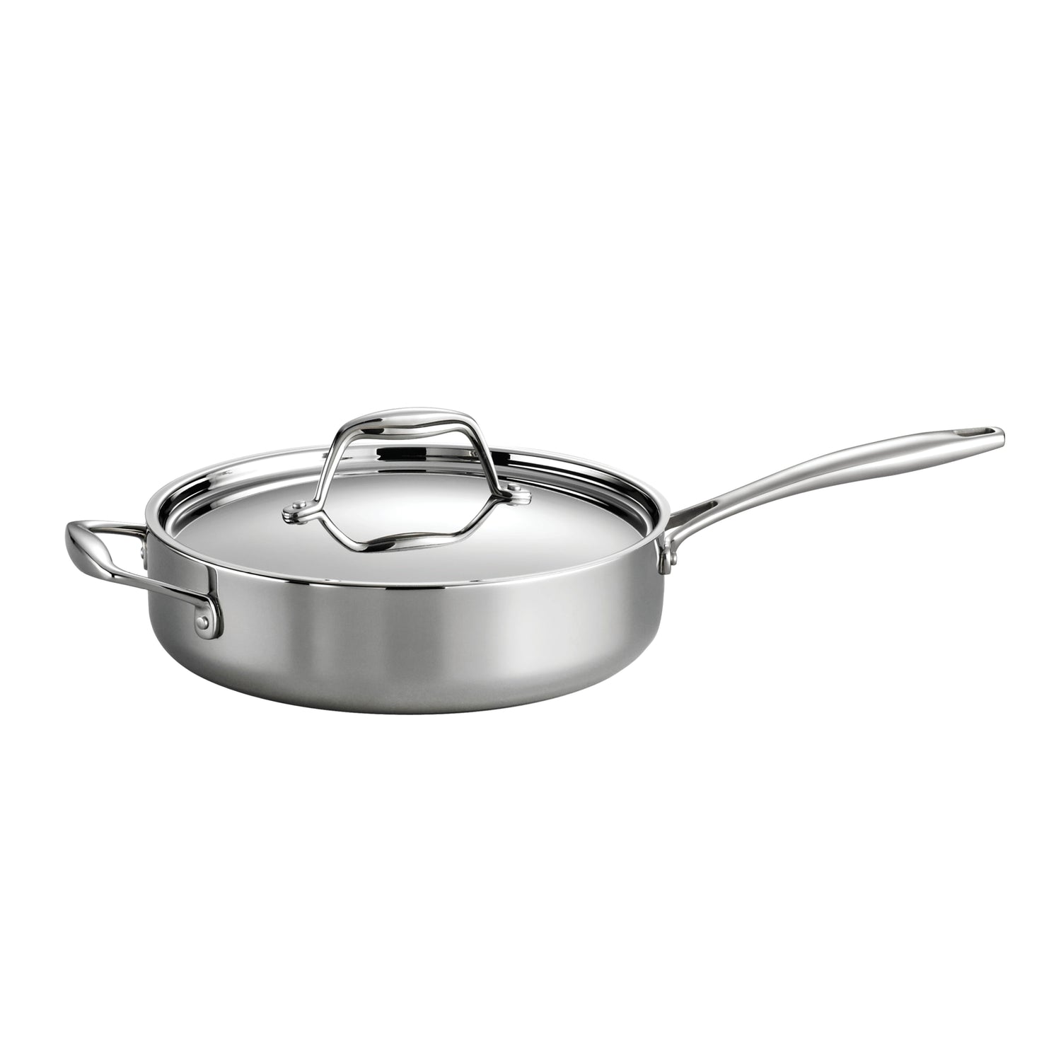 3 Quart Tri-Ply Clad Stainless Steel Covered Deep Saute Pan