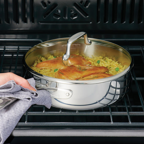 Tri-Ply Clad Stainless Steel 3 Qt Covered Deep Saute Pan