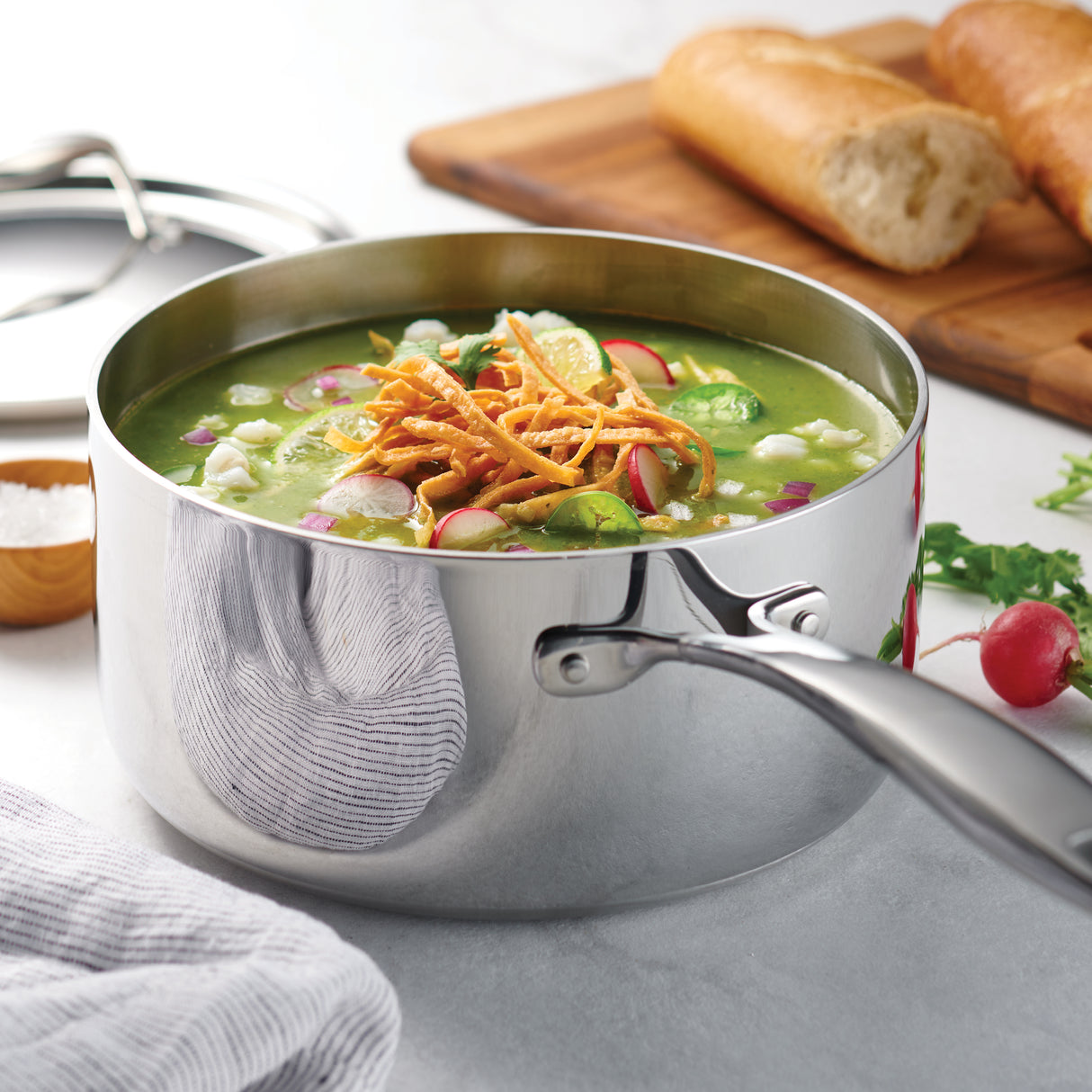 Tri-Ply Clad Stainless Steel Covered Sauce Pan