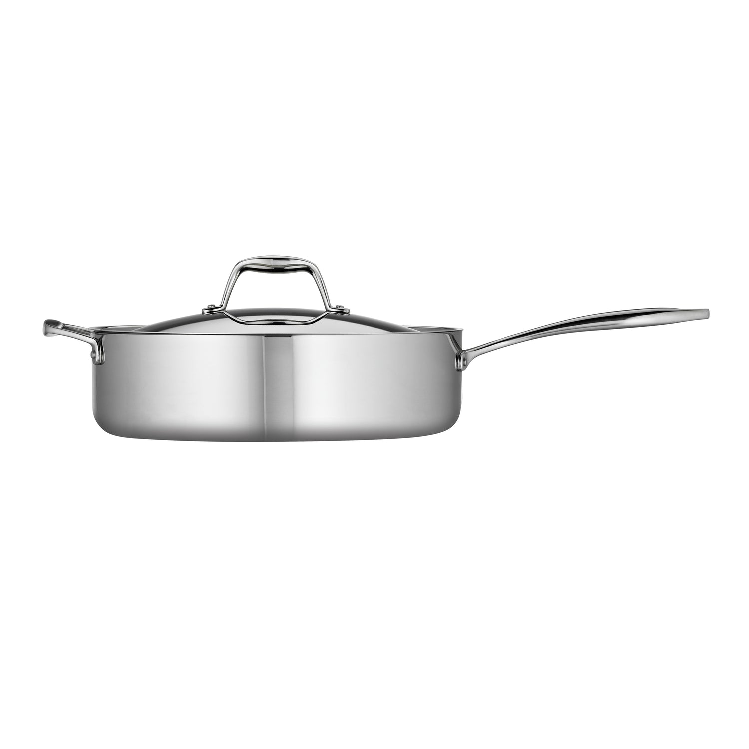 6 Quart Tri-Ply Clad Stainless Steel Covered Deep Saute Pan