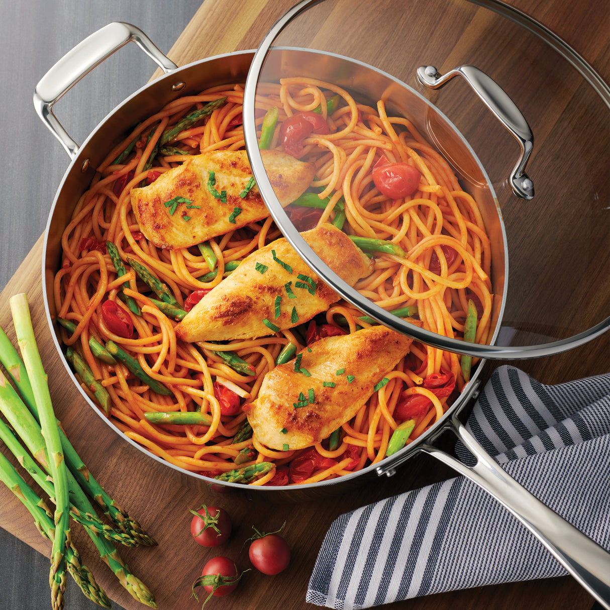 Tri-Ply Clad Stainless Steel 6 Qt Covered Deep Saute Pan