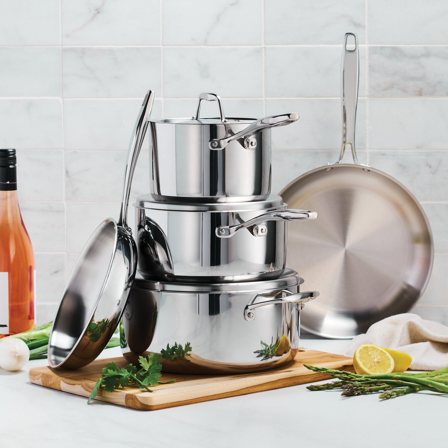 Tri-Ply Clad Stainless Steel Cookware Set