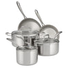 8 Piece Tri-Ply Clad Stainless Steel Cookware Set with Glass Lids