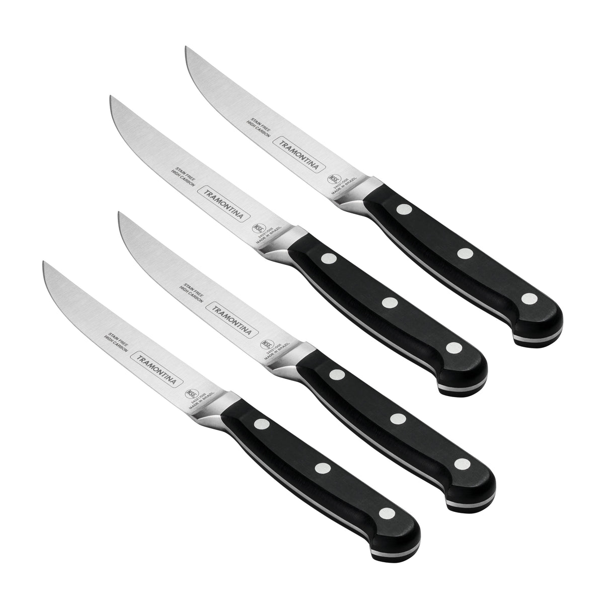 4Pc 5 in Plain Edge Forged Steak Knife Set - Polycarbonate- Pointed Tip