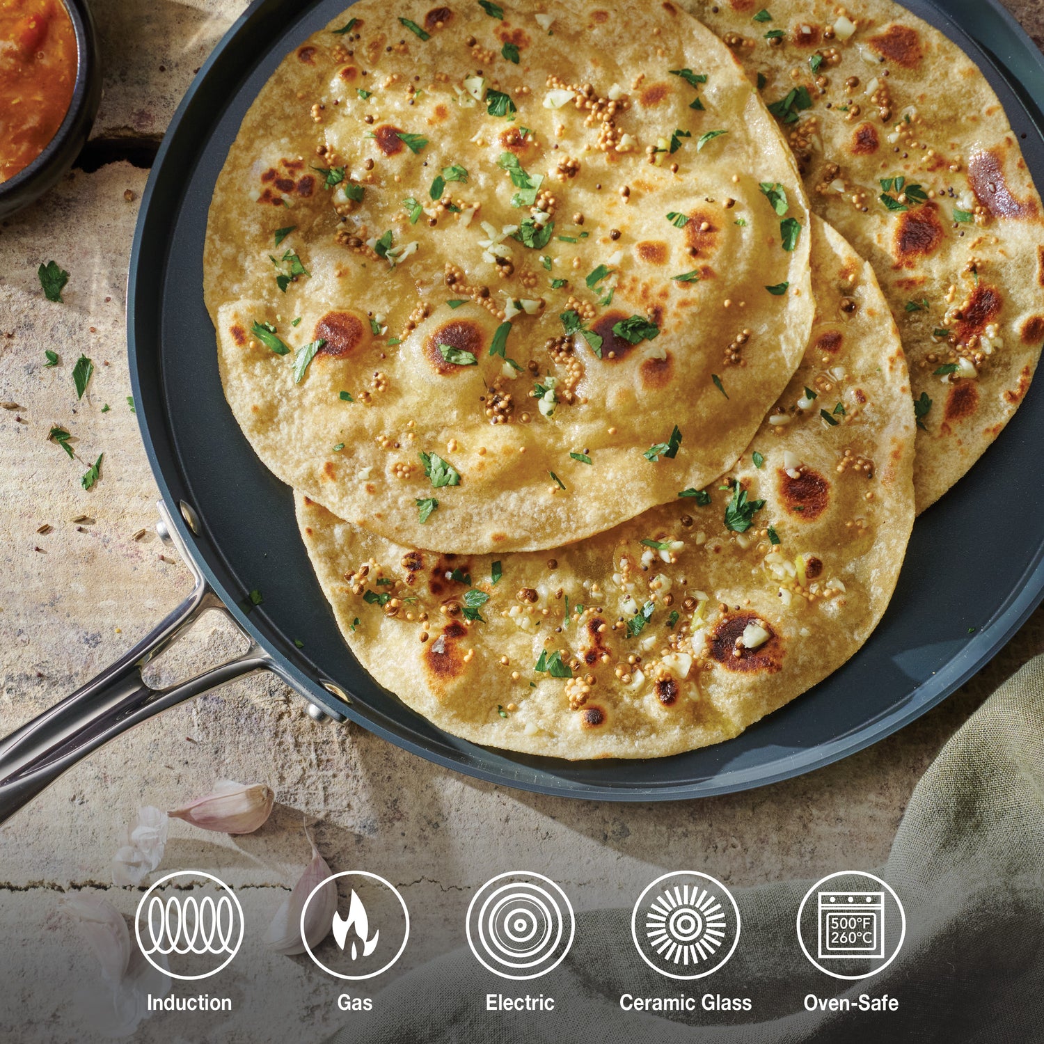 Utsava Tri-Ply Clad Stainless Steel Ceramic Nonstick Dosa Tawa