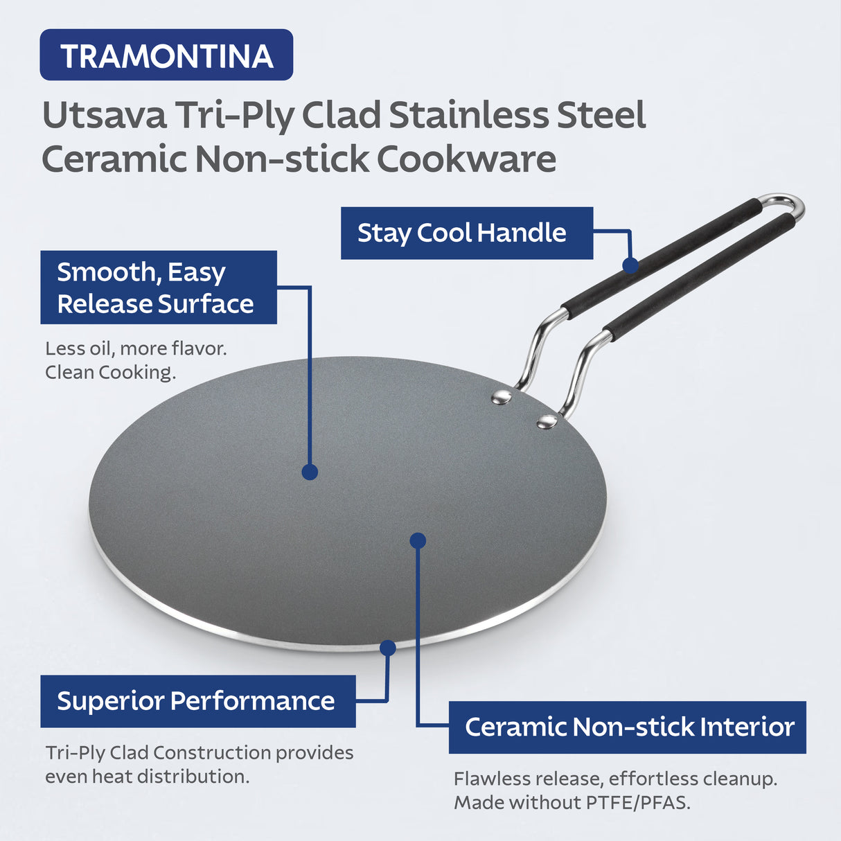 Tri-Ply Clad Utsava 10.5 Inch Dosa Tawa