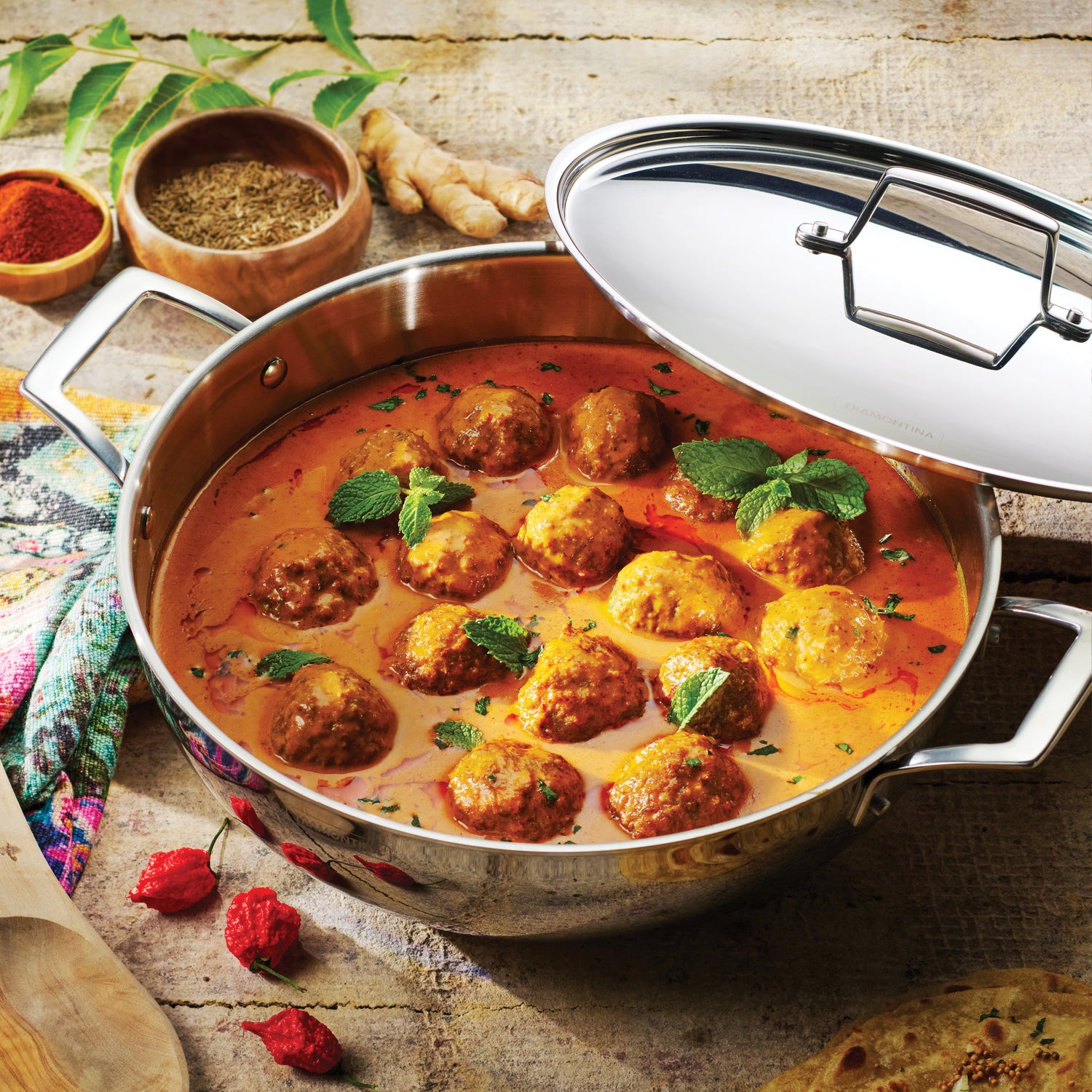 Utsava Tri-Ply Clad Stainless Steel Covered Kadai